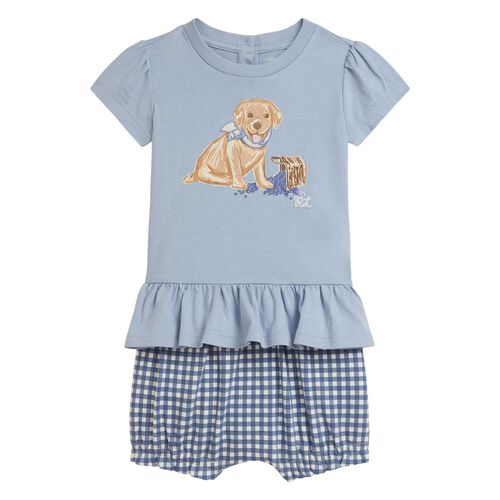 Polo Ralph Lauren Dog-Print Cotton Tee & Bloomer Set 3-24M